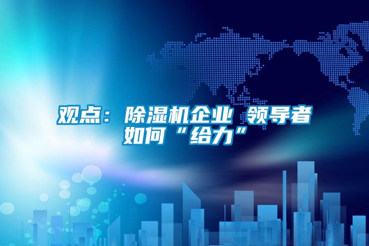 觀點(diǎn):除濕機(jī)企業(yè) 領(lǐng)導(dǎo)者如何“給力”