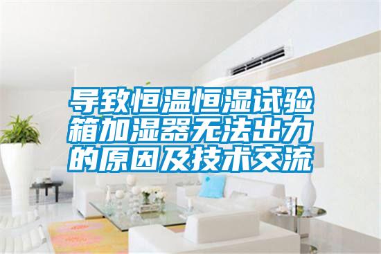 導致恒溫恒濕試驗箱加濕器無法出力的原因及技術交流